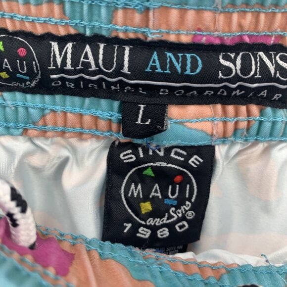 Maui And Sons Mens Large Board Shorts Swim Bottoms Trunks Abstract Aztec Aloha - Picture 3 of 7